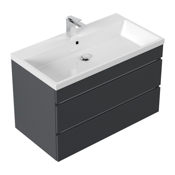 POSSEIK Waschbecken mit Unterschrank FELLINI 90 grafit 90,0 x 48,0 x 58,4 cm