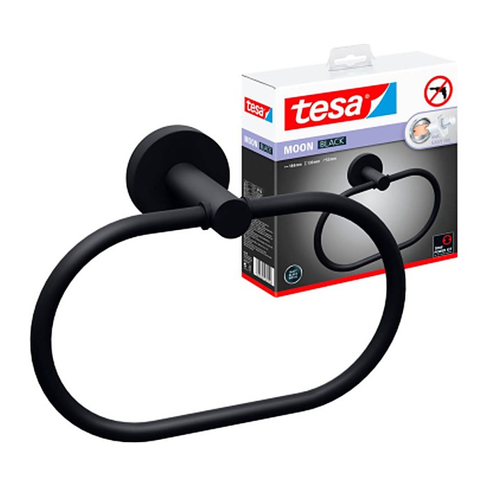 tesa Handtuchhalter MOON schwarz, matt, 1 St.