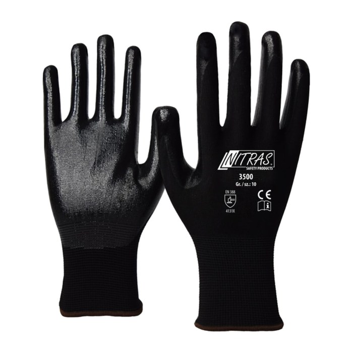 NITRAS SAFETY unisex Arbeitshandschuhe 3500 schwarz Größe 8, 12 Paar