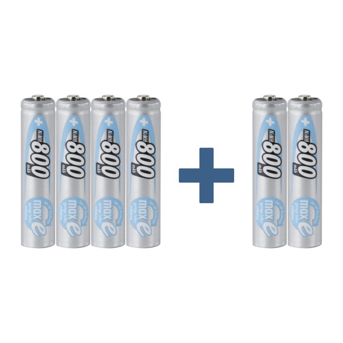 4 + 2 GRATIS: ANSMANN Akkus maxE Ni-MH Micro AAA 800 mAh, 4 St. + GRATIS 2 St.