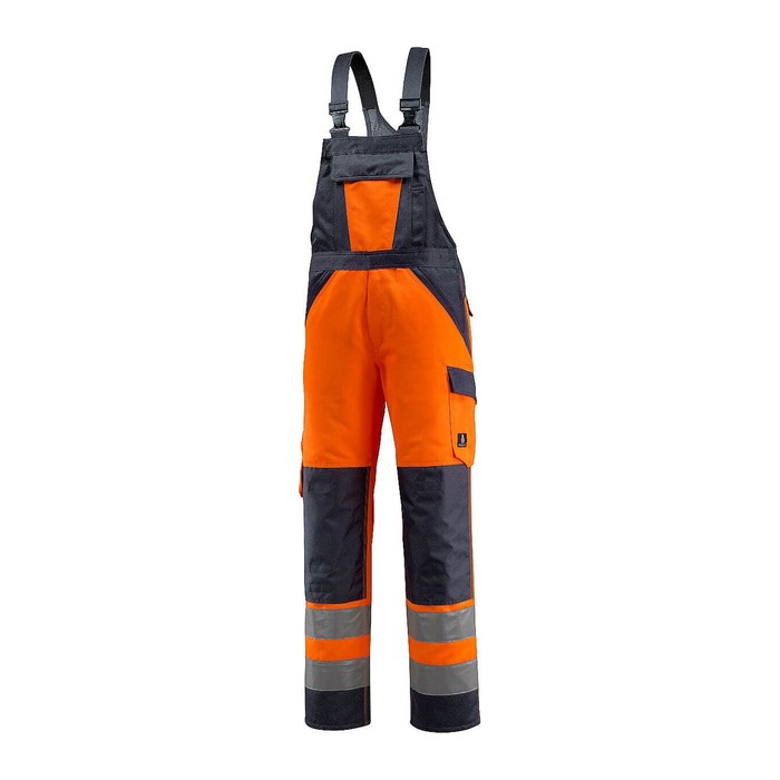 MASCOT® unisex Warnschutz-Latzhose Gosford orange, schwarzblau Größe 46