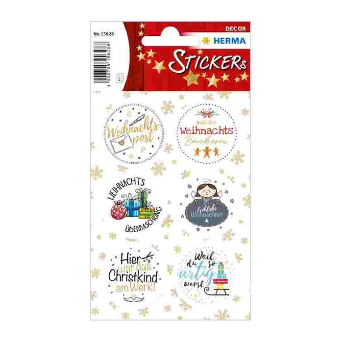 HERMA Aufkleber Weihnachtsmotive, 12 Etiketten