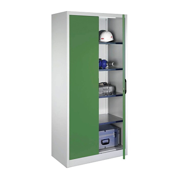 CP Stahlschrank 08921-00 S10116 lichtgrau, rededagrün 4 Fachböden 93,0 x 50,0 x 195,0 cm, aufgebaut, 1 St.