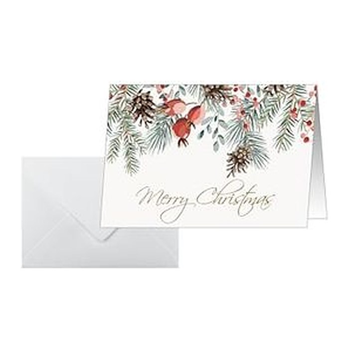SIGEL Weihnachtskarten Red Berries and pine Cones DS085 DIN A6, 25 St.