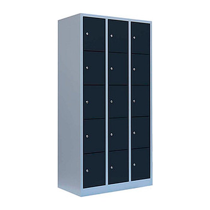 LÜLLMANN Schließfachschrank anthrazit, lichtgrau 520538, 15 Schließfächer 88,5 x 50,0 x 180,0 cm