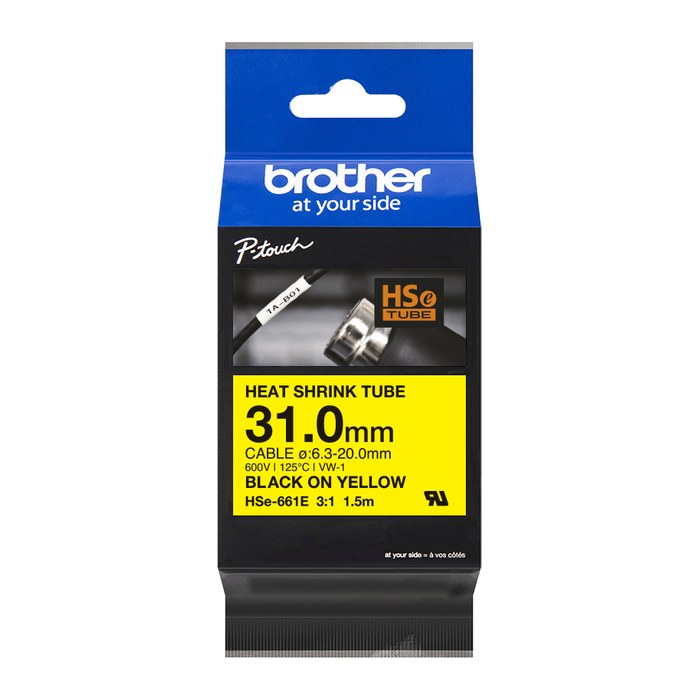 brother Schrumpfschlauch HSe-661E HSE661E, 31 mm, schwarz auf gelb, 1 St.