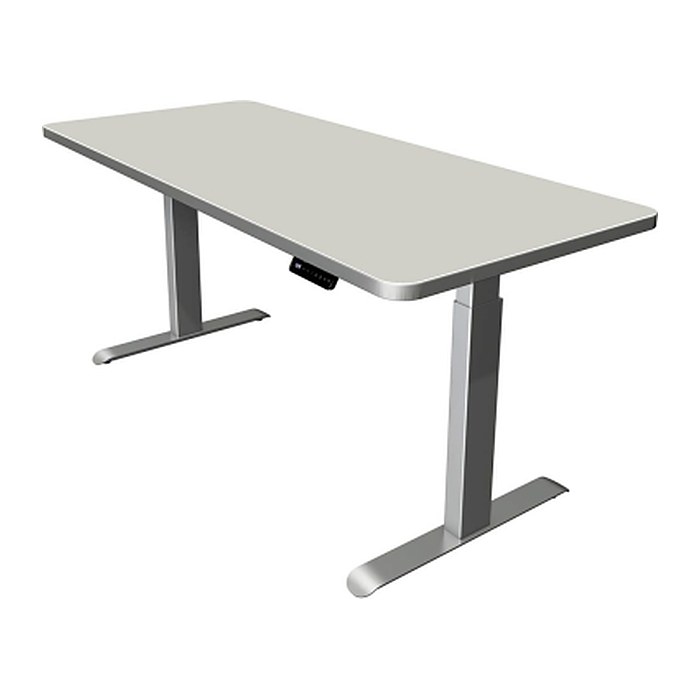 Kerkmann Move 3 Premium elektrisch höhenverstellbarer Schreibtisch lichtgrau rechteckig, T-Fuß-Gestell silber 180,0 x 80,0 cm