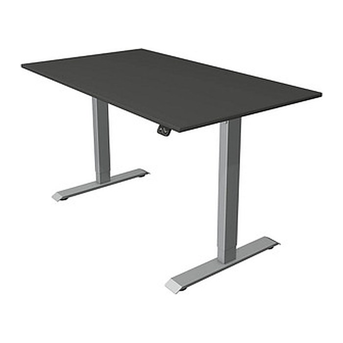 Kerkmann Move 1 elektrisch höhenverstellbarer Schreibtisch anthrazit rechteckig, T-Fuß-Gestell silber 140,0 x 80,0 cm