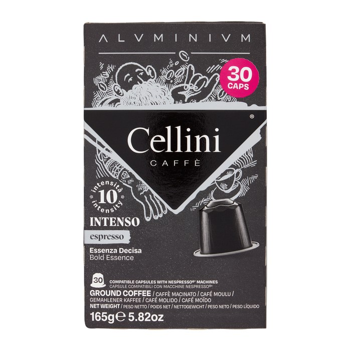 Cellini ESPRESSO INTENSO Kaffeekapseln, Arabica- und Robustabohnen kräftig, 30 St.