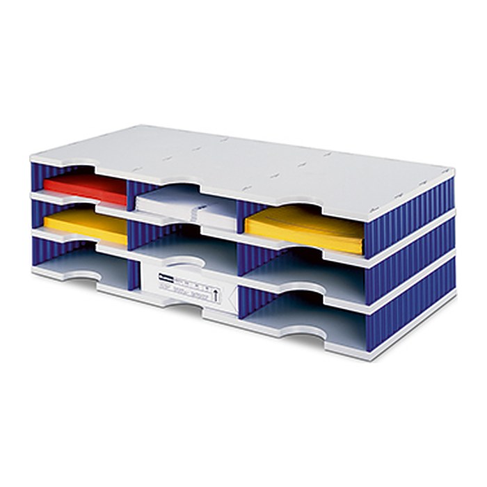 styro Sortierstation Styrodoc grau/blau mit 9 Fächern