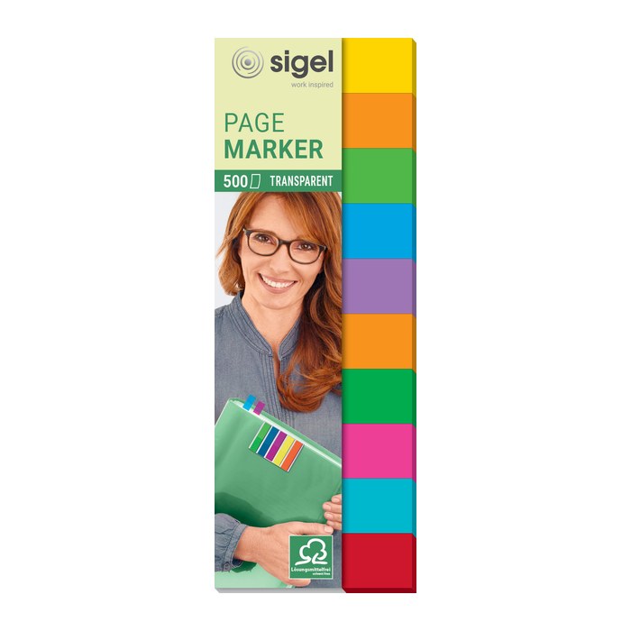SIGEL Multicolor transparent Haftmarker farbsortiert 10x 50 Streifen