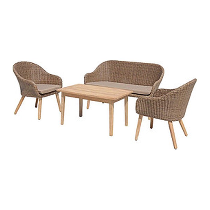 Garden Pleasure Sitzgruppe PUEBLO, natur Kunststoff, Holz, 4-teilig