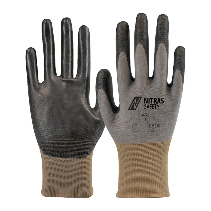 NITRAS SAFETY unisex Arbeitshandschuhe 6225 grau Größe 6, 12 Paar