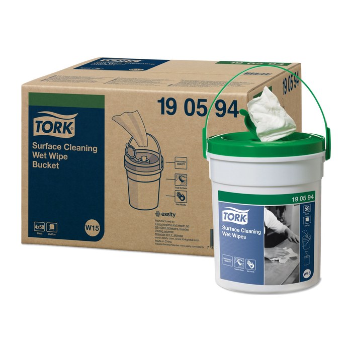 TORK feuchte Reinigungstücher im Spendereimer Premium W15 1-lagig weiß, 232 Tücher
