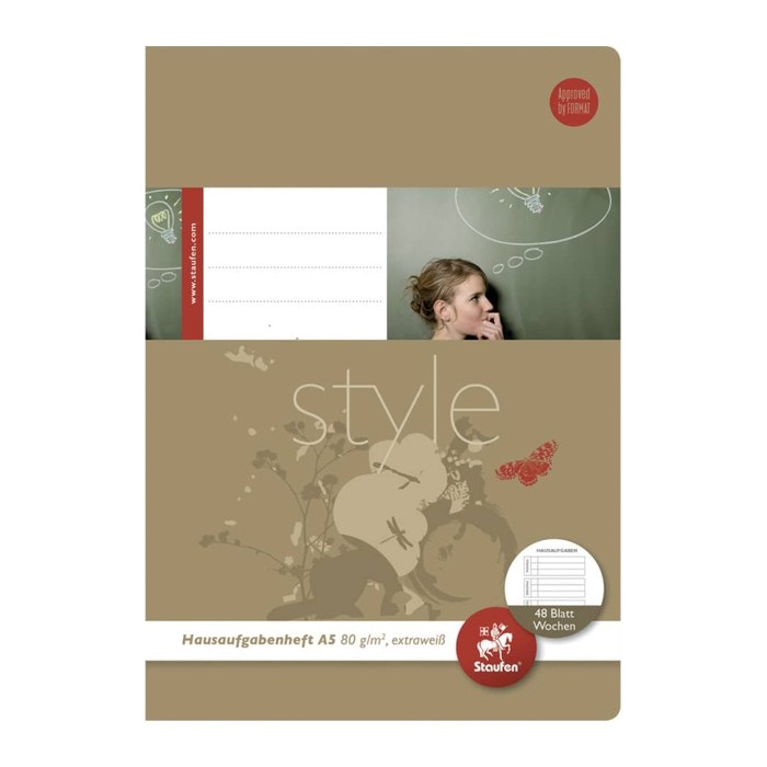 Staufen® Hausaufgabenheft Style Lineatur SL liniert DIN A5 ohne Rand, 48 Blatt, 1 St.