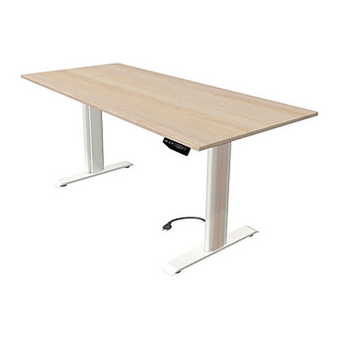 Kerkmann Move 1 advance elektrisch höhenverstellbarer Schreibtisch ahorn rechteckig, T-Fuß-Gestell weiß 180,0 x 80,0 cm