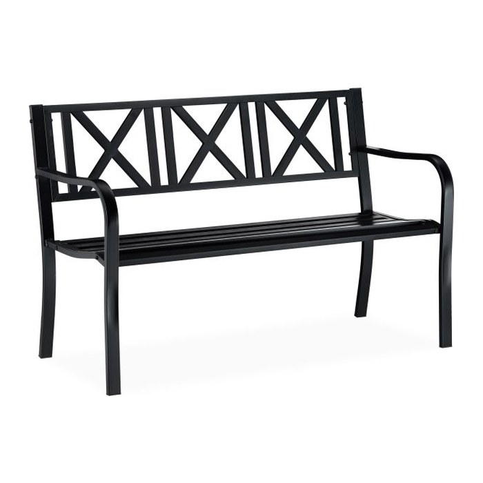 relaxdays Gartenbank 10026112_0 schwarz Metall 127,0 cm