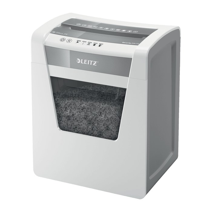 AKTION: LEITZ IQ Office Aktenvernichter mit Partikelschnitt P-5, 2 x 15 mm, bis 10 Blatt, weiß mit 30 Euro CashBack