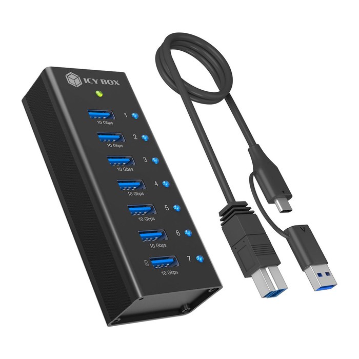 ICY BOX USB 3.2 Hub 7 Port Aluminium IB-AC618a