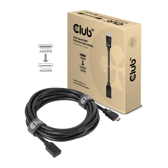 Club3D HDMI-Kabel 2.0 UHD-Verlängerungskabel 5 Meter St/Bu retail