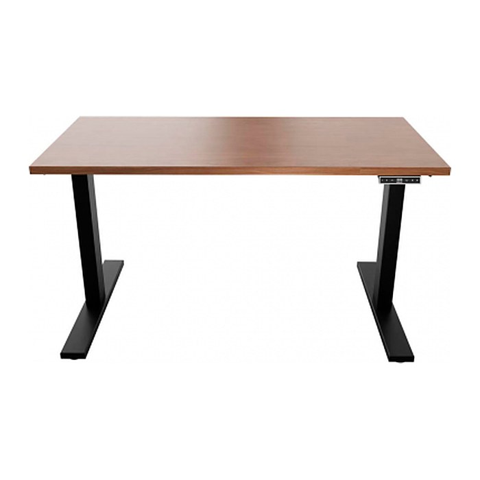 BISLEY E-WonderTech elektrisch höhenverstellbarer Schreibtisch lincoln walnuss rechteckig, T-Fuß-Gestell schwarz 160,0 x 80,0 cm