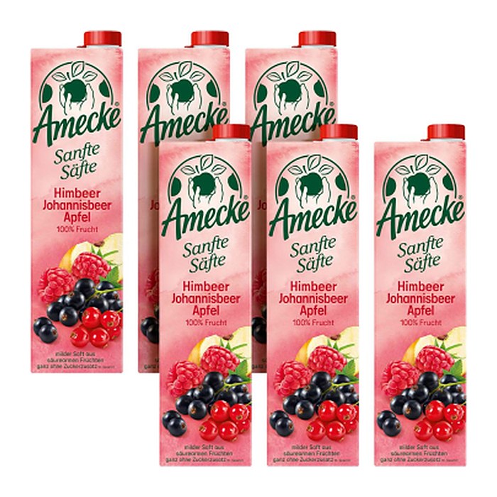 Amecke Sanfte Säfte Himbeere Johannisbeere Apfel Fruchtsaftkonzentrat 6x 1,0 l
