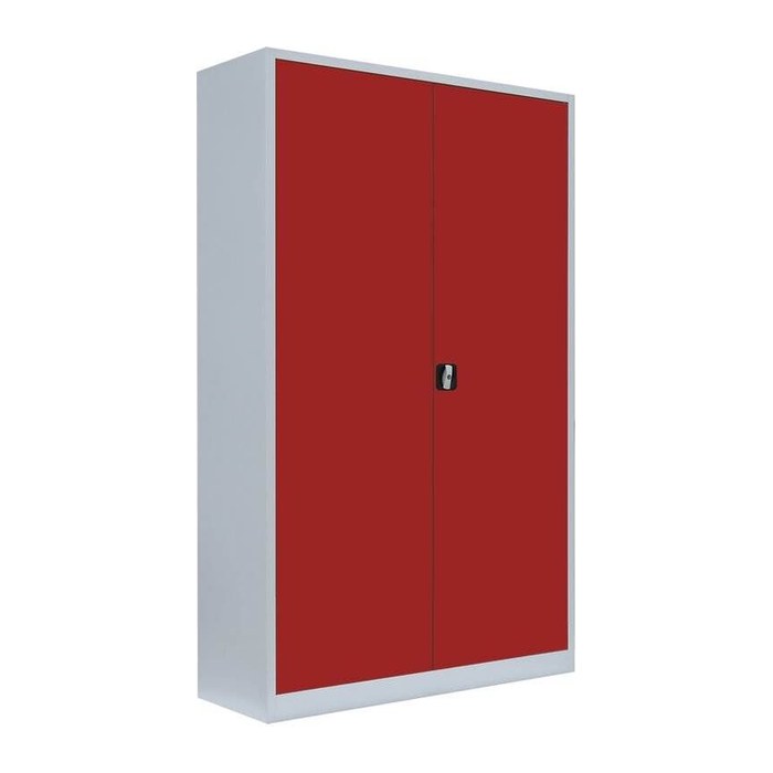 LÜLLMANN Stahlschrank 530384 feuerrot, lichtgrau 4 Fachböden 120,0 x 60,0 x 195,0 cm, aufgebaut, 1 St.