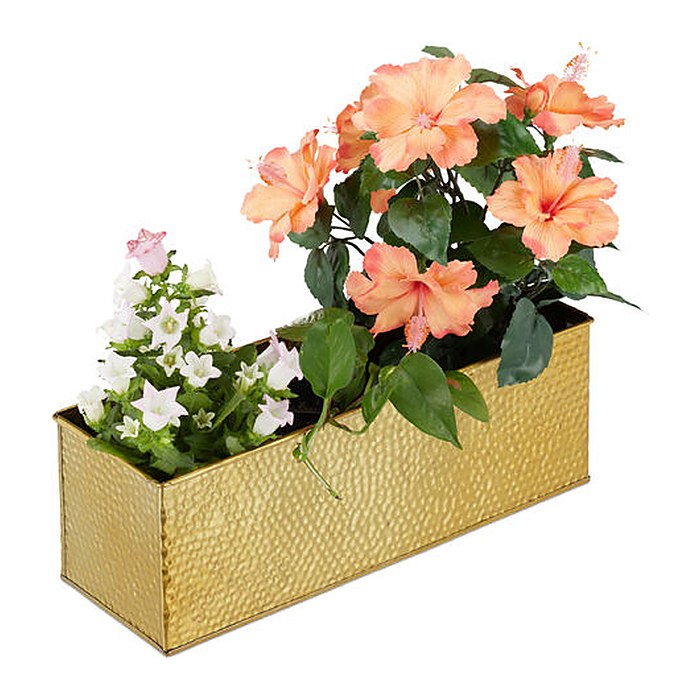 relaxdays Blumenkasten Metall gold rechteckig 40,0 x 12,5 x 13,5 cm, 1 St.