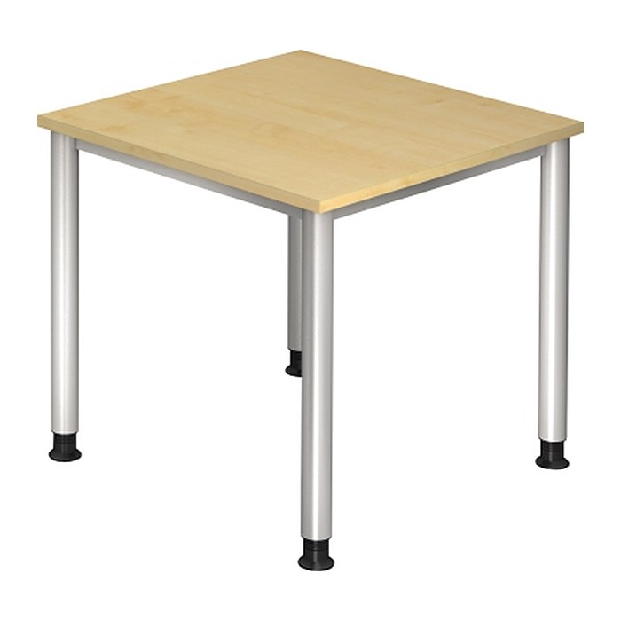 HAMMERBACHER HS08 höhenverstellbarer Schreibtisch ahorn quadratisch, 4-Fuß-Gestell silber 80,0 x 80,0 cm
