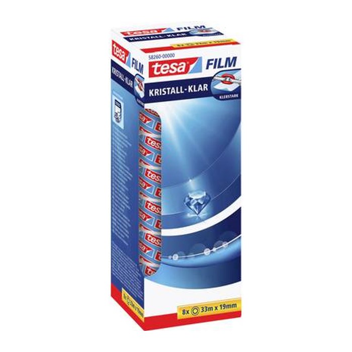 tesa KRISTALL-KLAR Klebefilm transparent 19,0 mm x 33,0 m 8 Rollen