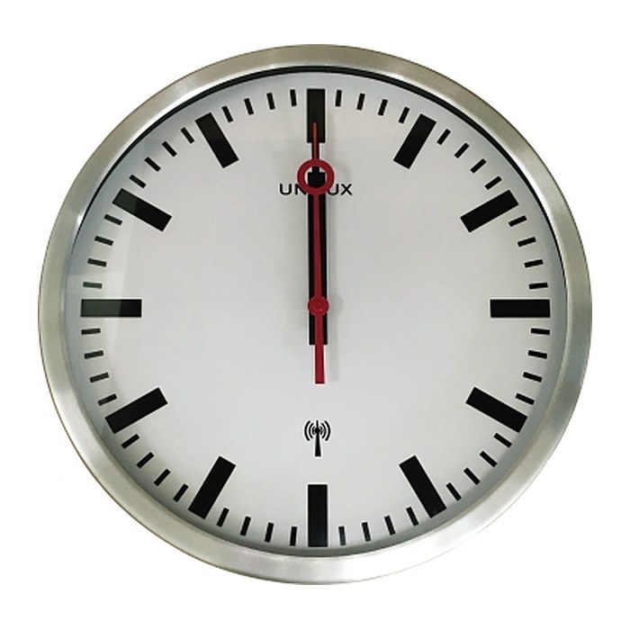 unilux Wanduhr STATION grau Aluminium, Ø 35,5 cm