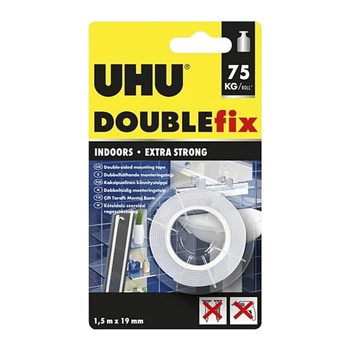 UHU STARK INNEN 75KG doppelseitiges Klebeband 19,0 mm x 1,5 m, 1 Rolle