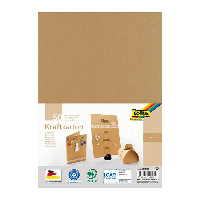 folia Tonpapier Kraftkarton braun 230 g/qm 50 Blatt