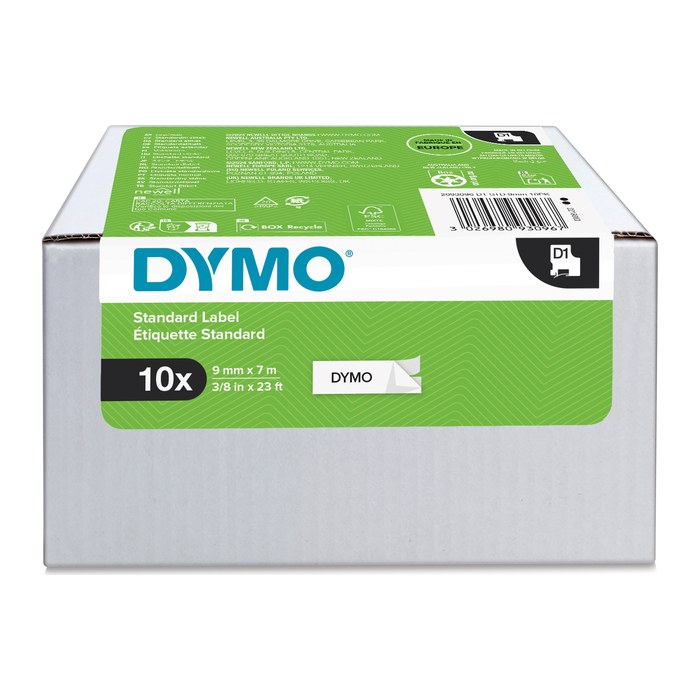 DYMO Schriftbänder D1 41913 (40913) 2093096, 9 mm, schwarz auf weiß, 10 St.