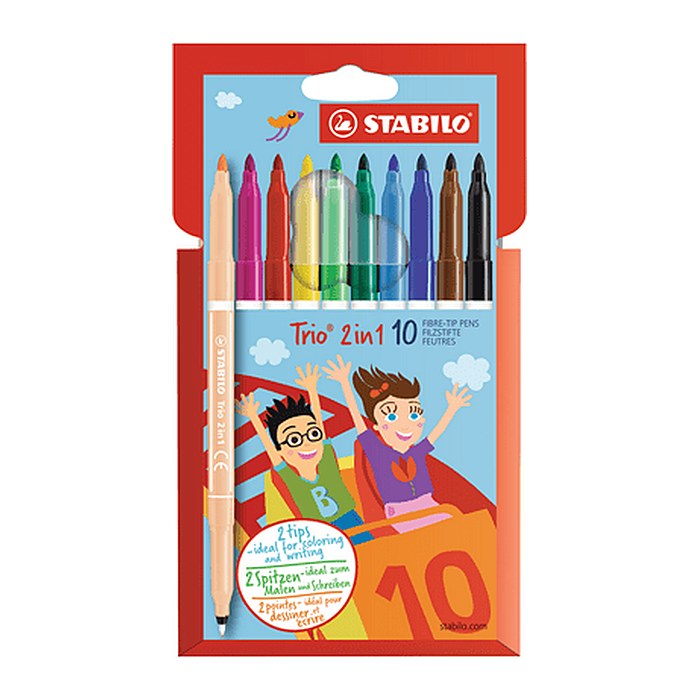 STABILO Trio 2in1 Filzstifte farbsortiert, 10 St.