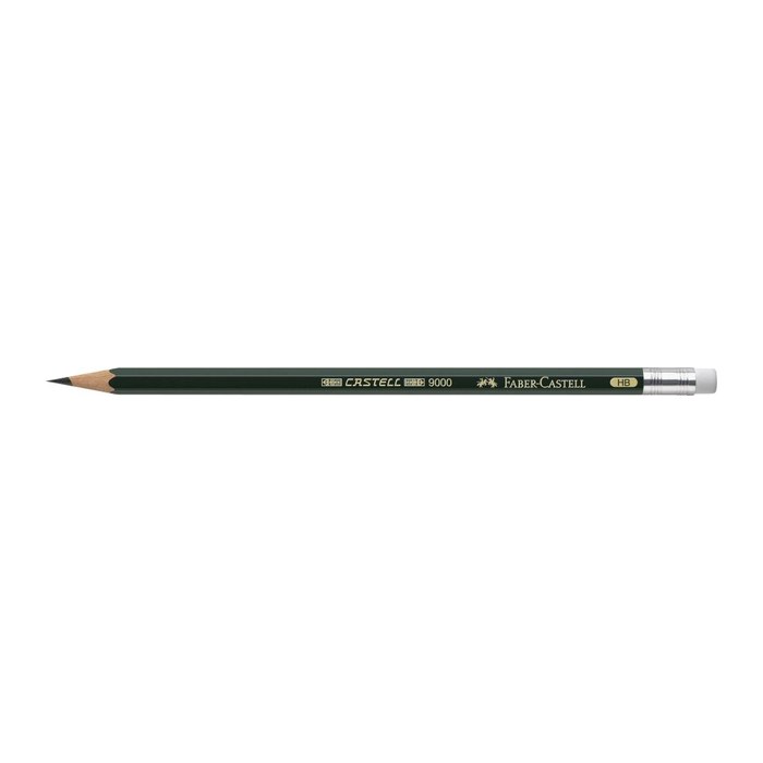 FABER-CASTELL 9000 Bleistifte HB grün mit Radierer, 12 St.