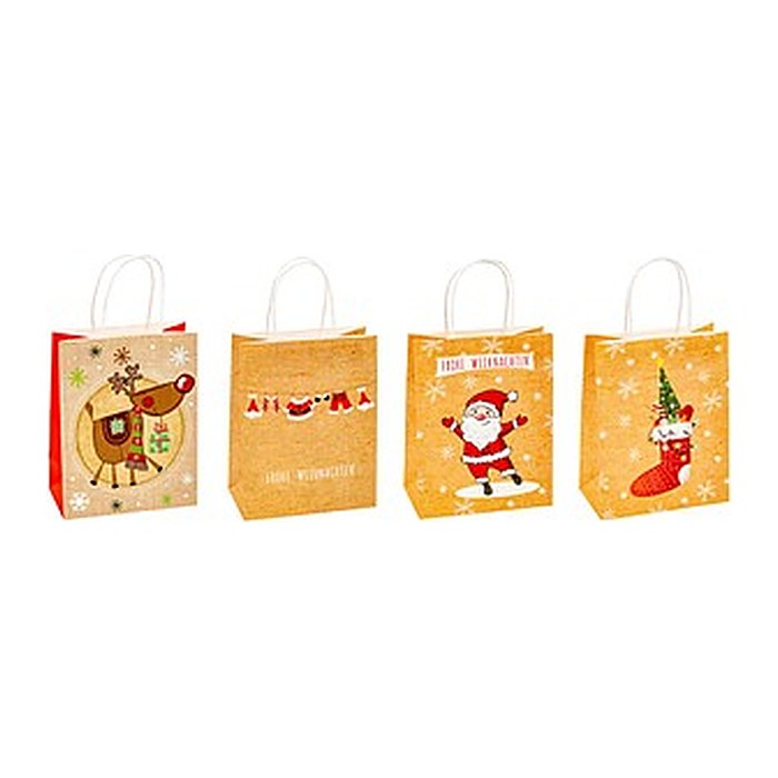 TSI Geschenktüten Weihnachten Kraftpapier Serie 1 Motiv sortiert 18,0 x 23,0 cm, 12 St.