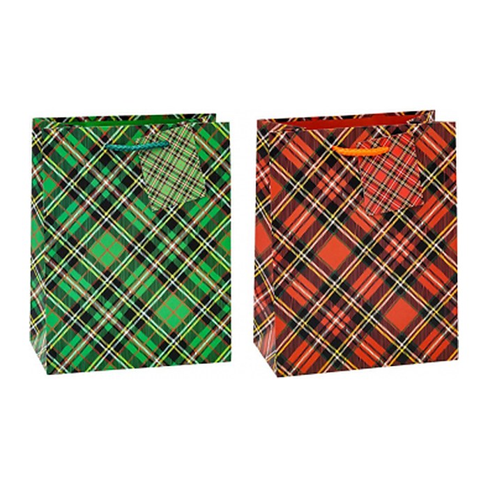 TSI Geschenktüten Tartan Motiv sortiert 26,0 x 32,0 cm, 12 St.