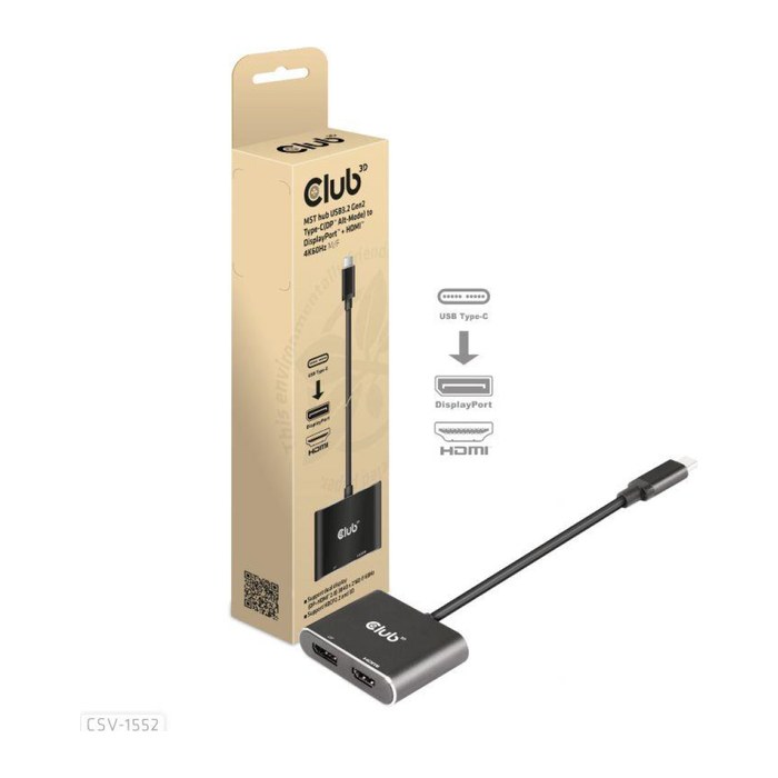 Club3D MST-Hub USB 3.2 Typ C > DP/HDMI 4K60Hz St/Bu retail