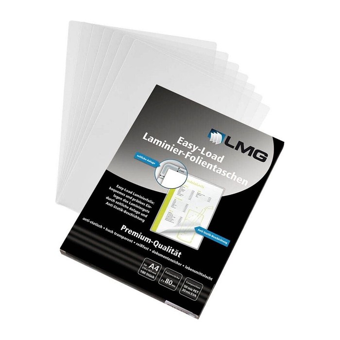 LMG Laminierfolien Easy Load glänzend für A4 80 micron, 100 St.
