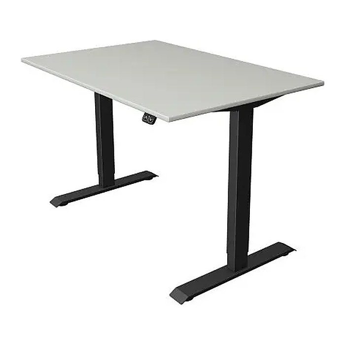 Kerkmann Move 1 elektrisch höhenverstellbarer Schreibtisch lichtgrau rechteckig, T-Fuß-Gestell grau 120,0 x 80,0 cm
