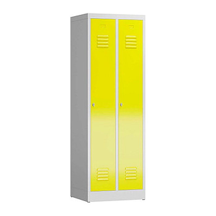 ClassiX Spind lichtgrau, zinkgelb X-510126, 2 Schließfächer 59,0 x 50,0 x 180,0 cm