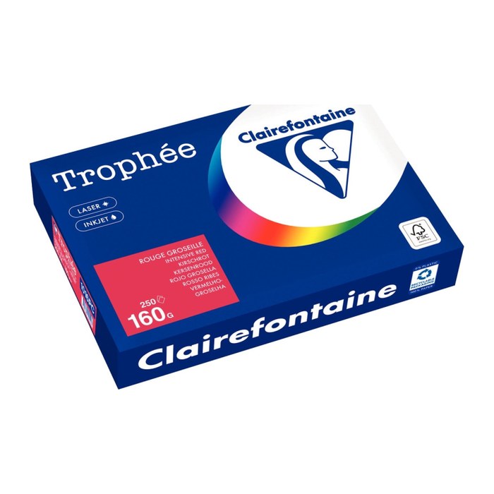 Clairefontaine Kopierpapier Trophée kirschrot DIN A4 160 g/qm 250 Blatt