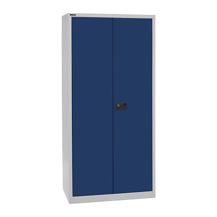 BISLEY Stahlschrank E782A04G505 lichtgrau, oxofordblau 4 Fachböden 91,4 x 40,0 x 195,0 cm, aufgebaut, 1 St.