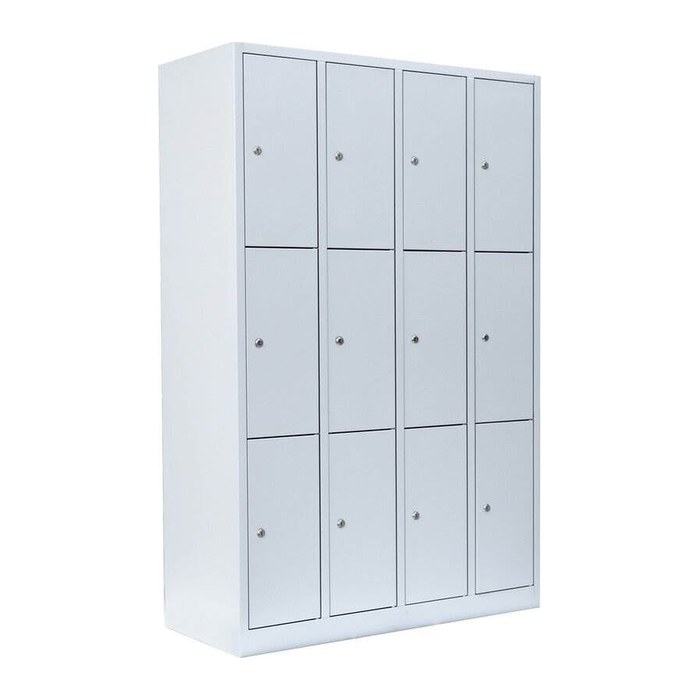 LÜLLMANN Schließfachschrank lichtgrau 520340, 12 Schließfächer 117,0 x 50,0 x 180,0 cm