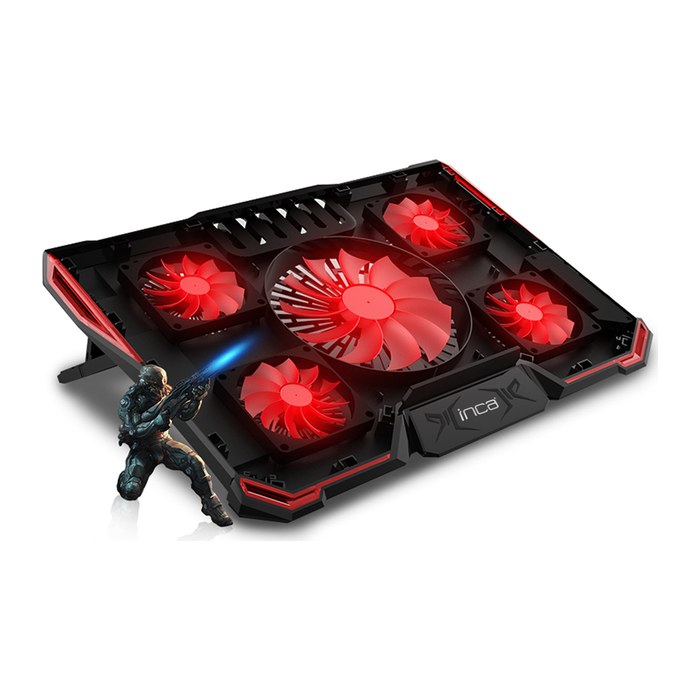 INCA Notebook Kühler 4x 80x15mm Lüfter/LED/2200RPM/2xUSB sw retail