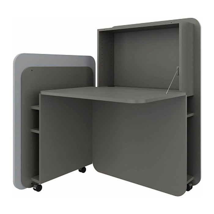 fm FLATup  Sekretär basalt/hellblau rechteckig, schwarz 107,0 x 41,5 - 91,0 cm