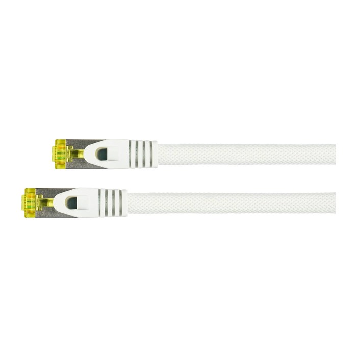 Python Patchkabel m. Cat.7 Rohkabel Nylongefl. weiß 1m