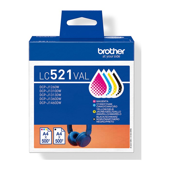 brother LC-521VAL schwarz, cyan, magenta, gelb Druckerpatronen, 4er-Set