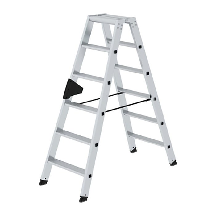 MUNK Stehleiter beidseitig 40212 silber 2x 6 Stufen, H: 138,0 cm